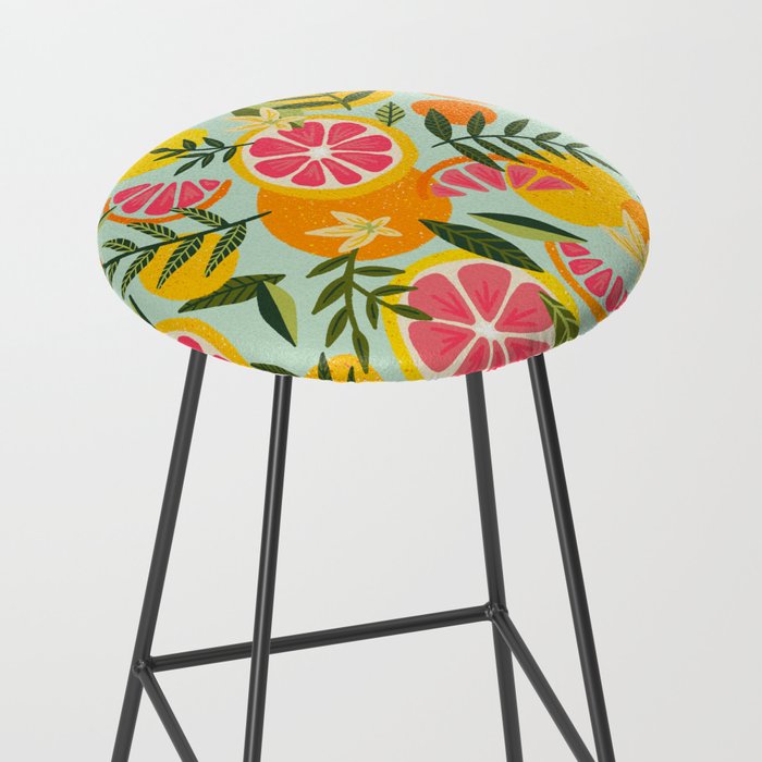 Grapefruit Blooms - Mint Palette Stool Gallery Image 2