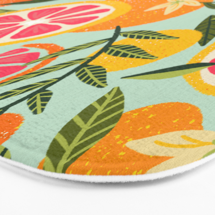 Grapefruit Blooms - Mint Palette Bath Mat Gallery Image 3