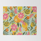 Grapefruit Blooms - Mint Palette Throw Blanket Gallery Image 2