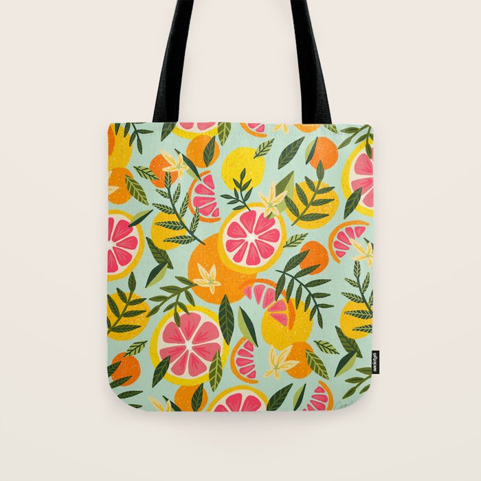 Grapefruit Blooms - Mint Palette Tote Bag Gallery Image 1