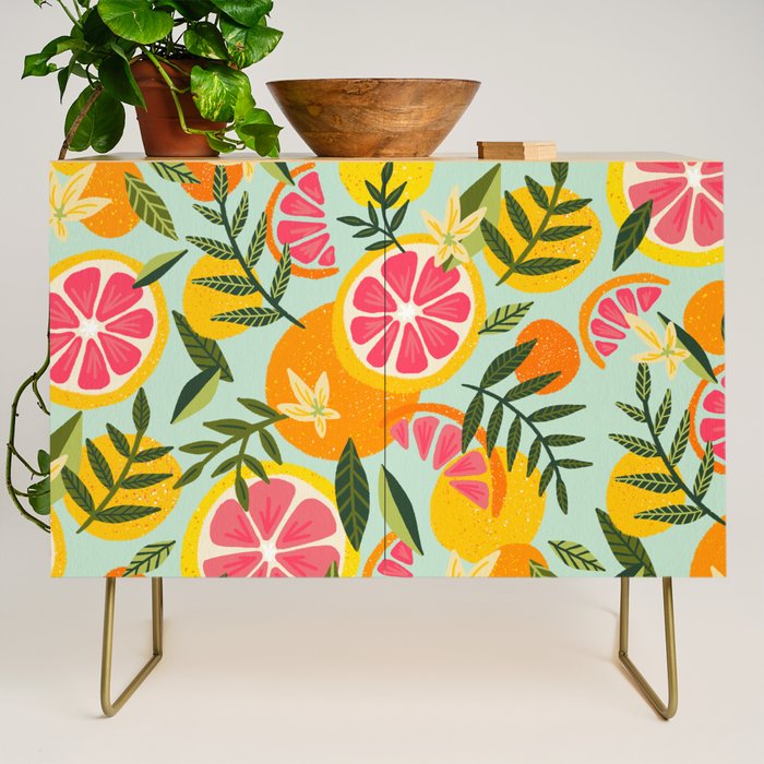 Grapefruit Blooms - Mint Palette Credenza Gallery Image 1