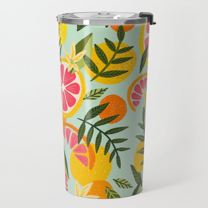 Grapefruit Blooms - Mint Palette Travel Mug Gallery Image 2