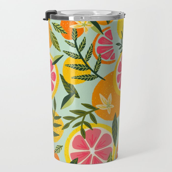 Grapefruit Blooms - Mint Palette Travel Mug Gallery Image 3