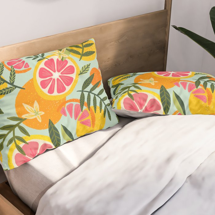 Grapefruit Blooms - Mint Palette Pillow Sham Gallery Image 2