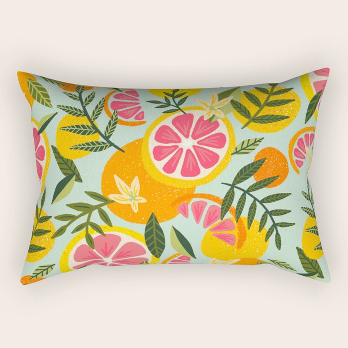 Grapefruit Blooms - Mint Palette Rectangular Pillow Gallery Image 1