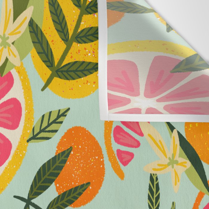 Grapefruit Blooms - Mint Palette Wall Tapestry Gallery Image 3