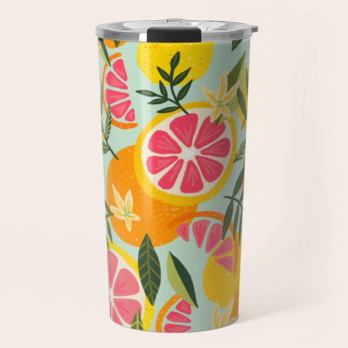 Grapefruit Blooms - Mint Palette Travel Mug Gallery Image 1