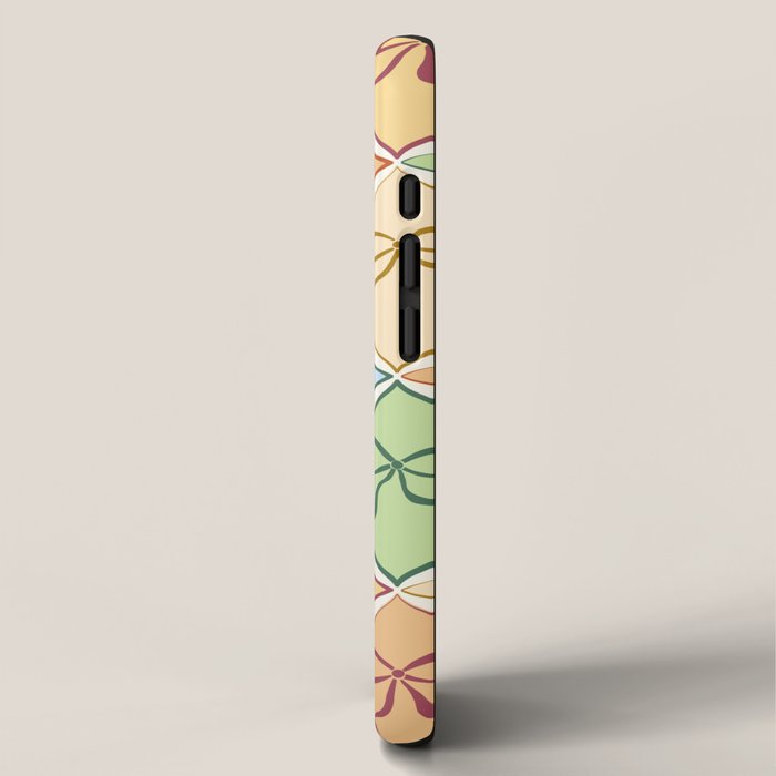 Coquette Ribbon Bows on Colorful Patchwork iPhone Case Gallery Image 2