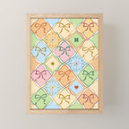Coquette Ribbon Bows on Colorful Patchwork Mini Art Print Gallery Image 1
