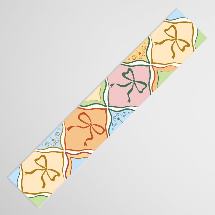 Coquette Ribbon Bows on Colorful Patchwork Table Runner Gallery Image 3