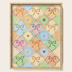 Coquette Ribbon Bows on Colorful Patchwork Serving Tray Gallery Image 1