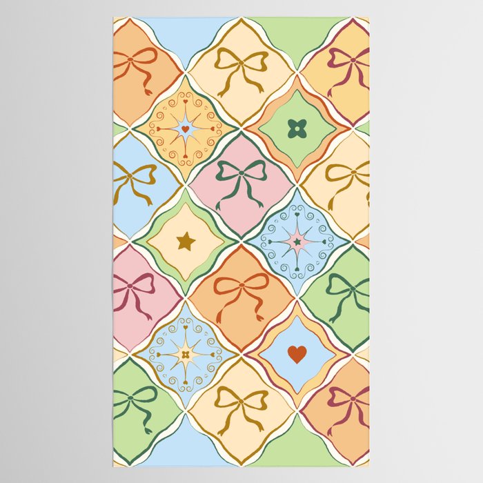 Coquette Ribbon Bows on Colorful Patchwork Tablecloth Gallery Image 2