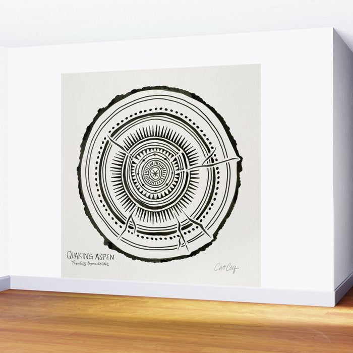 Quaking Aspen - Black Tree Rings Wall Mural Gallery Image 2