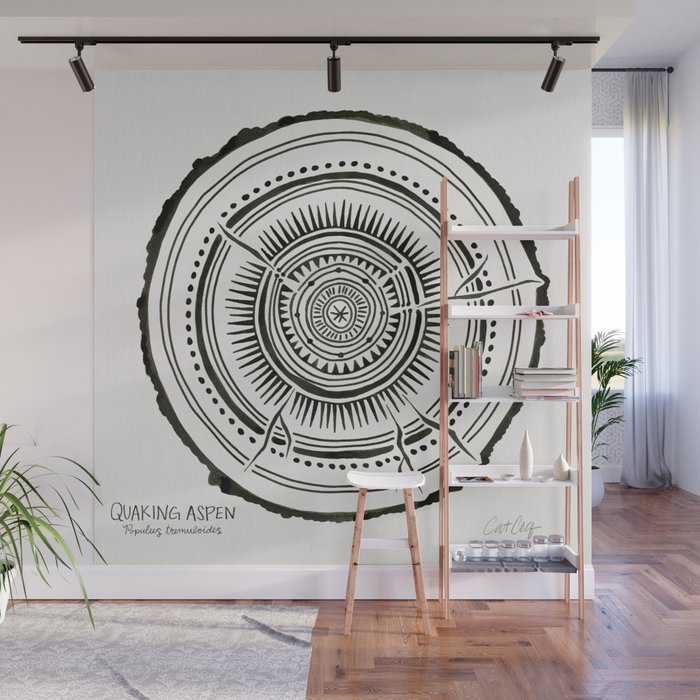 Quaking Aspen - Black Tree Rings Wall Mural Gallery Image 1