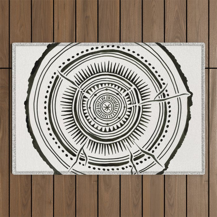Quaking Aspen - Black Tree Rings Outdoor Rug Gallery Image 1