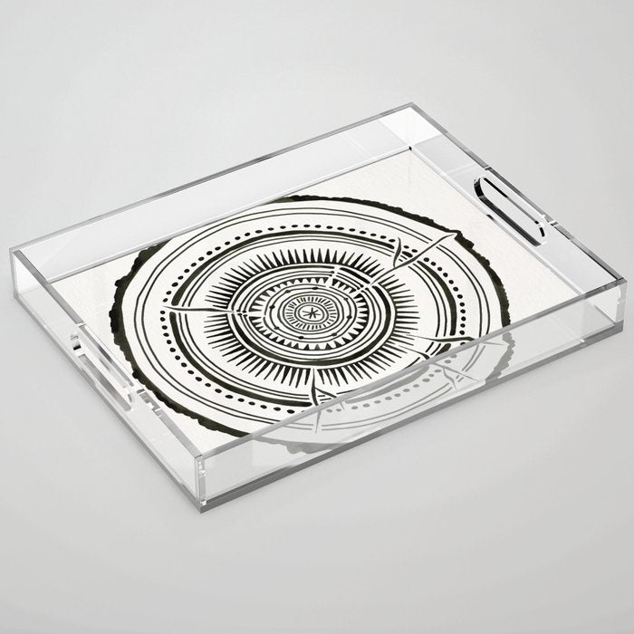 Quaking Aspen - Black Tree Rings Acrylic Tray Gallery Image 1
