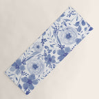 Blue and White Watercolor Florals Yoga Mat Gallery Image 1