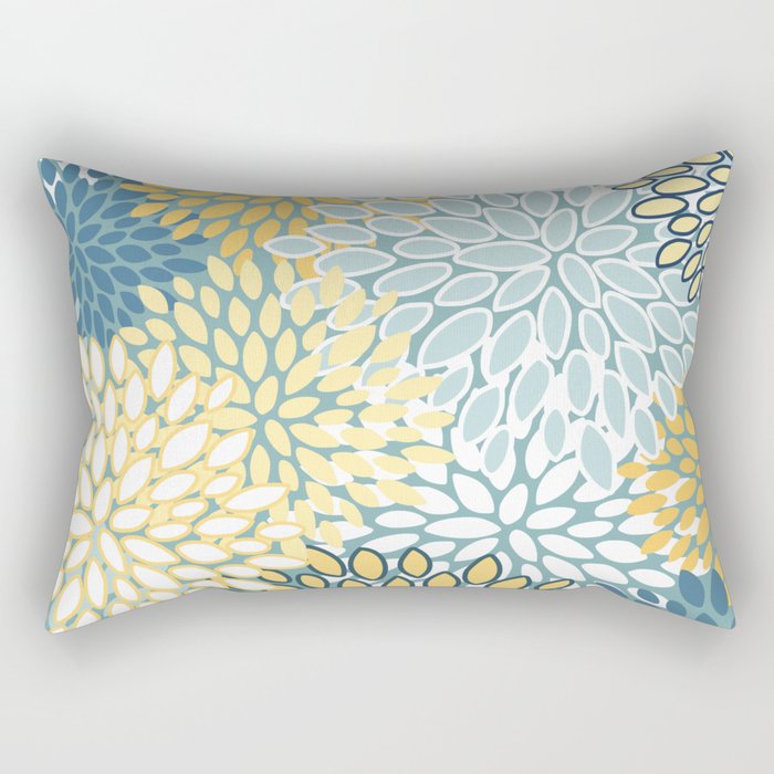 Modern Floral Yellow And Teal  Rectangular Pillow Gallery Image 2