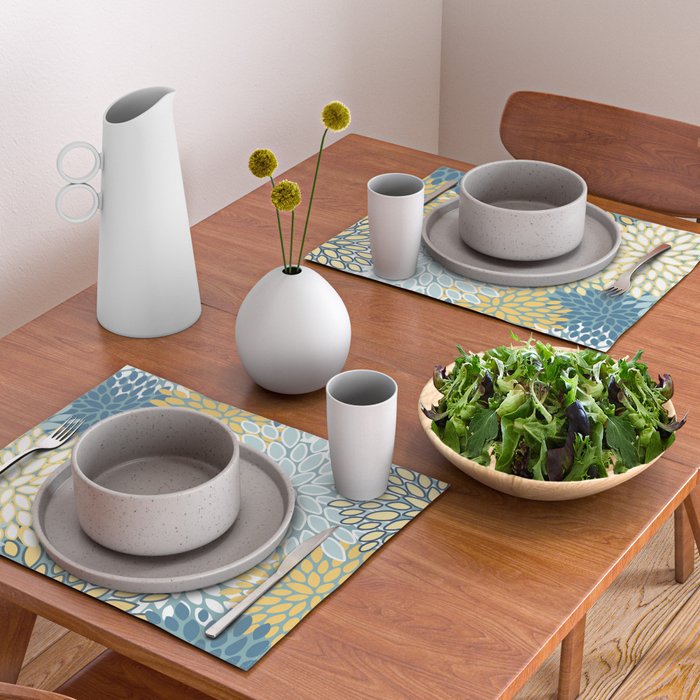 Modern Floral Yellow And Teal  Placemat Gallery Image 2