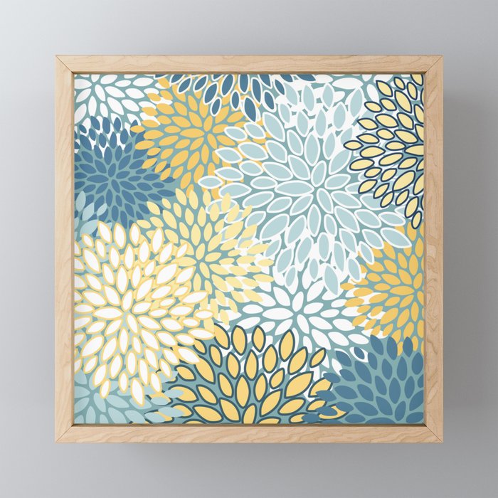 Modern Floral Yellow And Teal  Mini Art Print Gallery Image 1