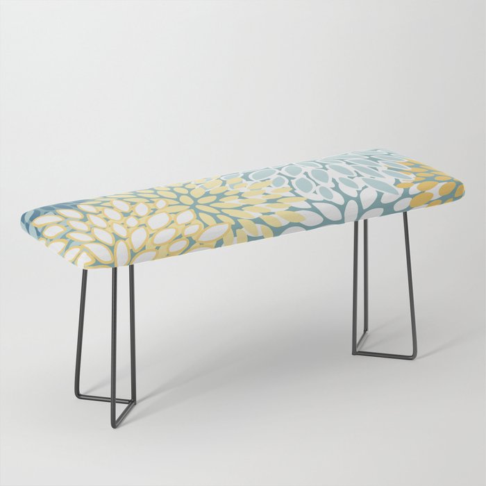 Modern Floral Yellow And Teal  Bench Gallery Image 1