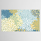 Modern Floral Yellow And Teal  Tablecloth Gallery Image 2