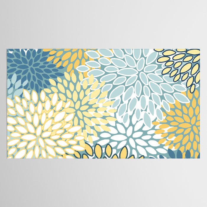 Modern Floral Yellow And Teal  Tablecloth Gallery Image 2