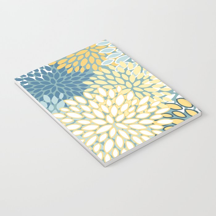 Modern Floral Yellow And Teal  Notebook Gallery Image 3