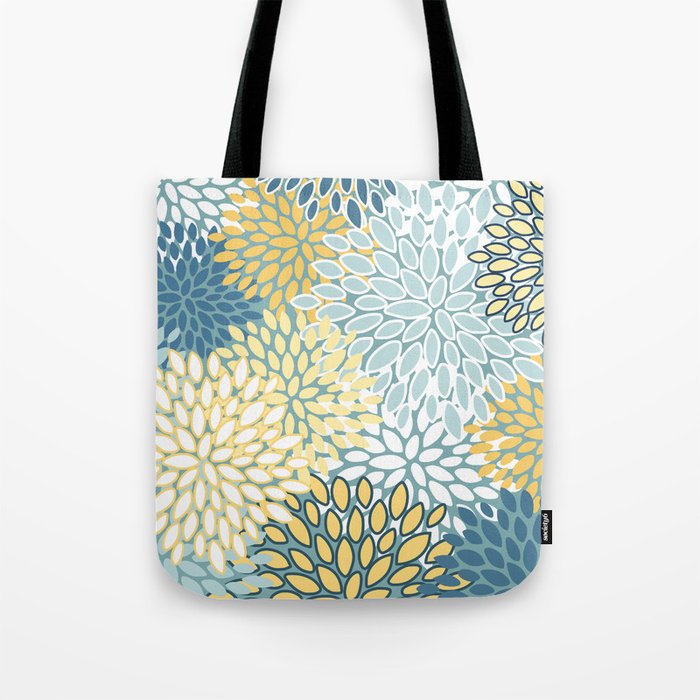 Modern Floral Yellow And Teal  Tote Bag Gallery Image 1