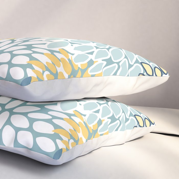 Modern Floral Yellow And Teal  Pillow Sham Gallery Image 3