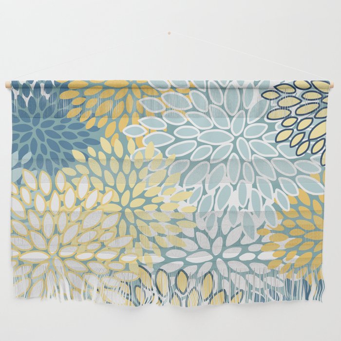 Modern Floral Yellow And Teal  Wall Hanging Gallery Image 1
