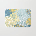 Modern Floral Yellow And Teal  Bath Mat Gallery Image 1