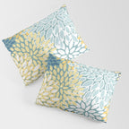 Modern Floral Yellow And Teal  Pillow Sham Gallery Image 3