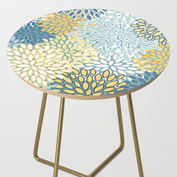 Modern Floral Yellow And Teal  Side Table Gallery Image 2
