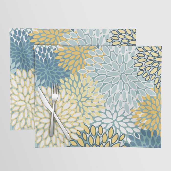 Modern Floral Yellow And Teal  Placemat Gallery Image 1