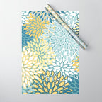 Modern Floral Yellow And Teal  Wrapping Paper Gallery Image 1