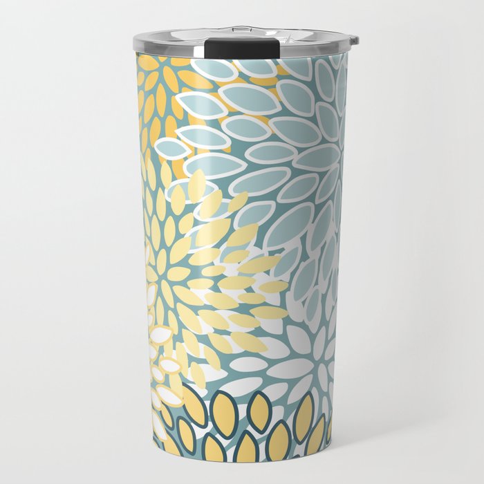 Modern Floral Yellow And Teal  Travel Mug Gallery Image 1