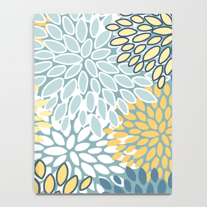 Modern Floral Yellow And Teal  Notebook Gallery Image 4