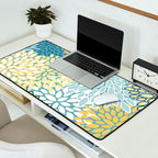 Modern Floral Yellow And Teal  Desk Mat Gallery Image 2