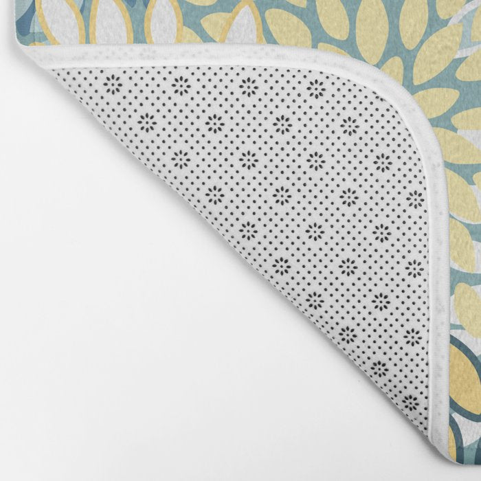 Modern Floral Yellow And Teal  Bath Mat Gallery Image 2