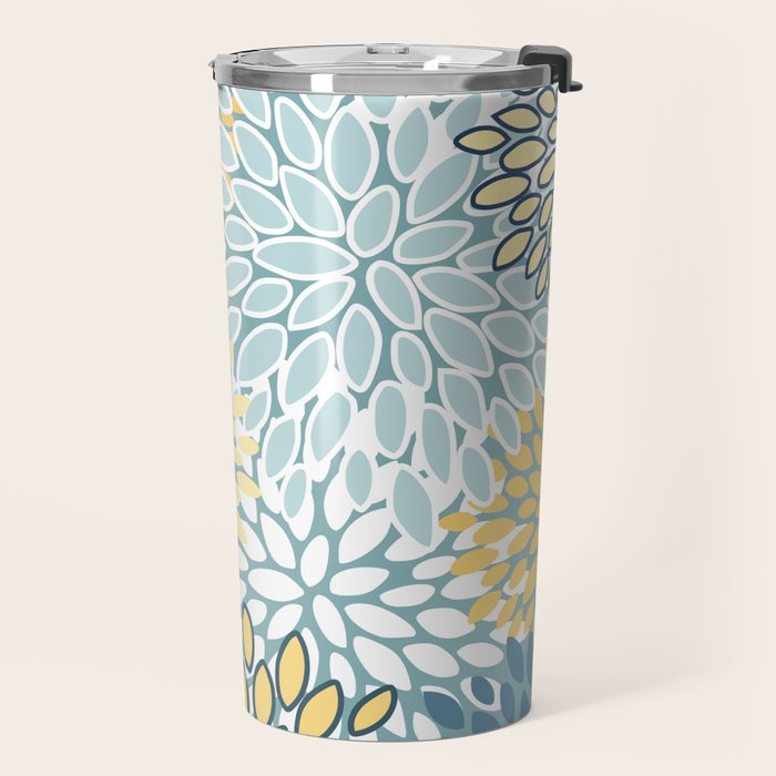 Modern Floral Yellow And Teal  Travel Mug Gallery Image 2