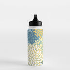 Modern Floral Yellow And Teal  Water Bottle Gallery Image 3