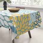 Modern Floral Yellow And Teal  Tablecloth Gallery Image 3