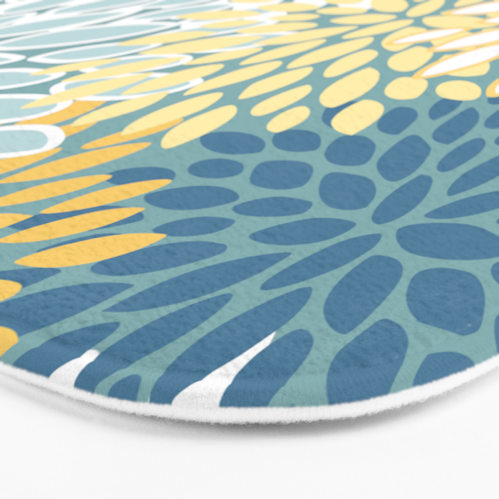 Modern Floral Yellow And Teal  Bath Mat Gallery Image 3