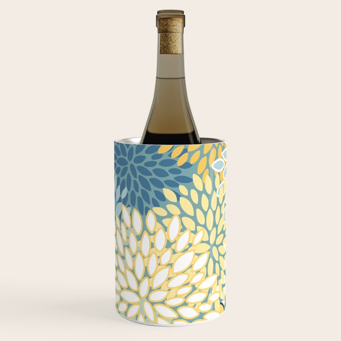 Modern Floral Yellow And Teal  Wine Chiller Gallery Image 2