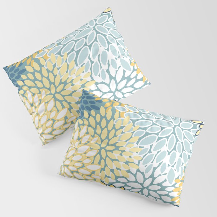 Modern Floral Yellow And Teal  Pillow Sham Gallery Image 1