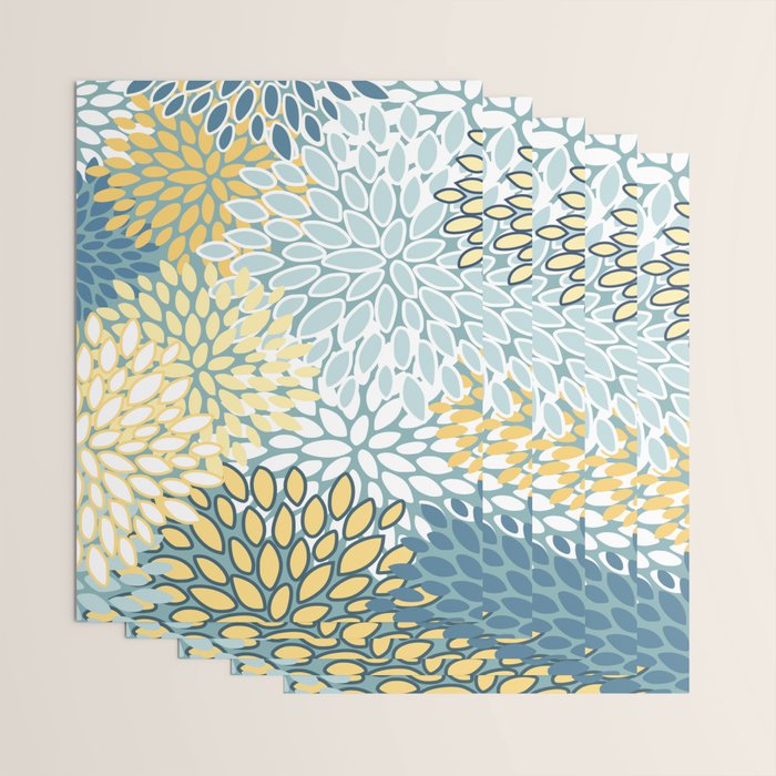 Modern Floral Yellow And Teal  Wrapping Paper Gallery Image 3