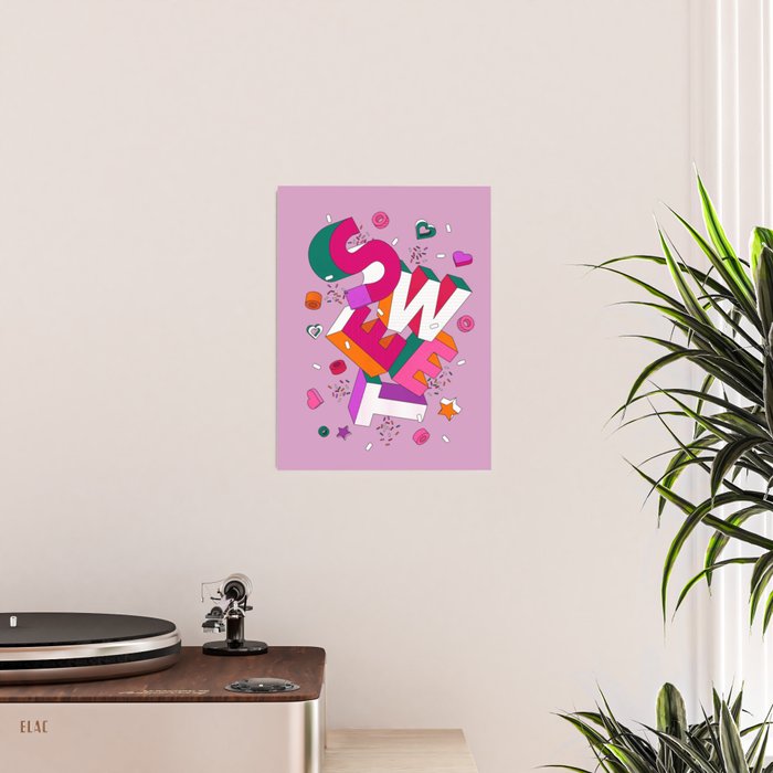 SWEET - colorful typography on pink Poster Gallery Image 2