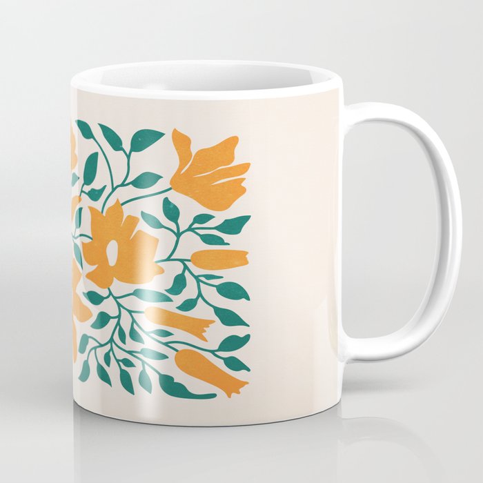 Tangerine & Pine: Matisse Flowers & Leaves Coffee Mug Gallery Image 1