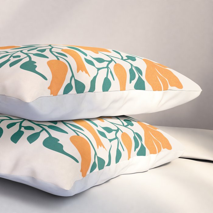 Tangerine & Pine: Matisse Flowers & Leaves Pillow Sham Gallery Image 3